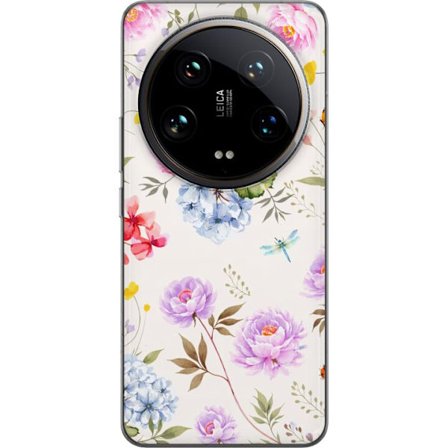 Kompatibel Mobilcover til Xiaomi Xiaomi 14 Ultra Blomstret mønster med håndmalede blomster, sommerfugle og insekter i romantisk skandinavisk stil ti