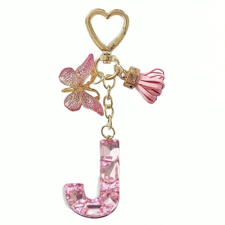 26 bokstäver att välja mellan, rosa glänsande bokstavsnyckelring