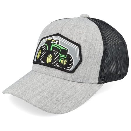 Kiddo Cap - Grå trucker Keps - Kids Big Tractor Grey Patch Heather Grey/Black Trucker @ Hatstore