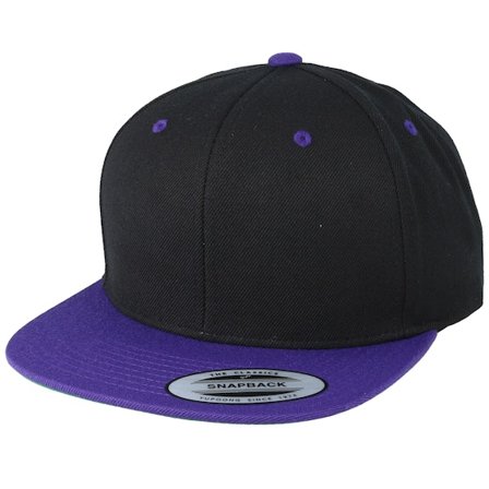 Yupoong - Zwart snapback Cap - Black/Purple Snapback @ Hatstore