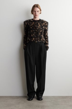 COS Women's Maglione In Lana Merino Jacquard Animalier in Nero