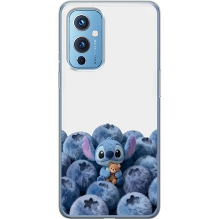 Kompatibel Mobilcover til OnePlus OnePlus 9 Sød blå karakter blandt blåbær med bamse i blød og legende illustration