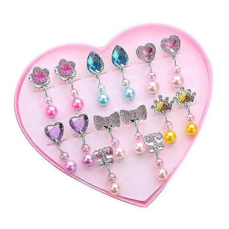 Öronclips för barn utan öronhål Falska örhängen Box Set Imitationsörclips Flickor Dekorativa leksaker 1 Set_Specialgåva