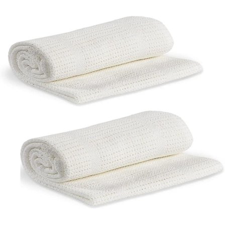 Cellular Blanket 2 Pack Unisex Baby Blanket 75 X 100cm Super Soft Cotton Baby Boy Blanket For Pram