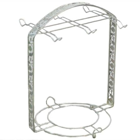 Sølvbelagt kaffekopp-oppvaskstativ for 6 kopper og underkopper