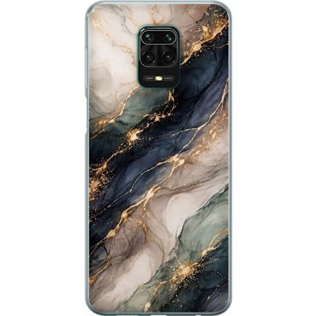 Yhteensopiva Puhelinkuori Xiaomi Xiaomi Redmi Note 9 Pro Ylellinen abstrakti marmoritaide mustalla, valkoisella ja kullalla elegantteine linjoineen, e