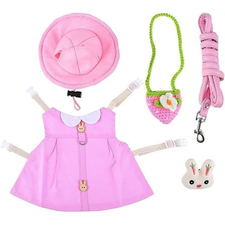 Kjole til små kæledyr, 1 sæt kaninklæder, kaninkostume, kaninsele med snor, sødt, til kaniner, chinchillaer, egern eller små hunde