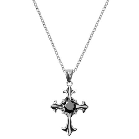 Silver-Tone Gothic Cross Necklace for Men - Cross necklaces