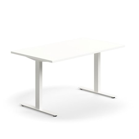 Desk QBUS, straight, 1400x800 mm, T-frame, white frame, white