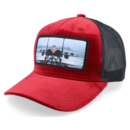 Calza Pennello - Epa Jet Fighter Velvet Red/Black A-Frame Trucker Trucker Red Cap - @ Hatstore