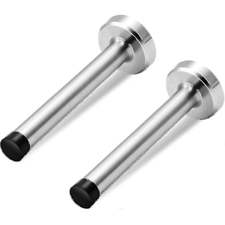 Dørstoppere, 15 cm lang dørstopper, veggmontering, kraftig solid svart dørstopper børstet rustfritt stål med myke gummistøtfangertupper - Perfekt