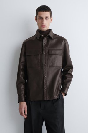 COS Leather Overshirt in Brown - Men