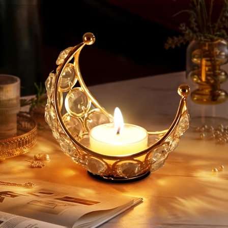 stk Måne Lysestage, Ramadan Dekorationslanterner, Borddekoration, Måne Krystal Lysestage, Moderne Lys, Ramadan Bryllup Dekorativt Lys H