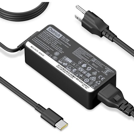 2025 Nyeste Modell Lader Kompatibel med Lenovo Laptop Datamaskin Thinkpad Yoga Chromebook USB C Laptop Lader 65W 45W Svart