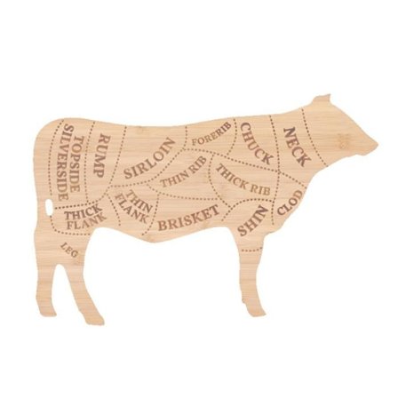 Skärbräda i form av en ko i bambu - Beige - L 49,5 x P 31 cm