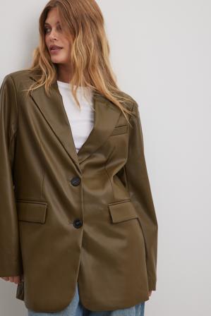NA-KD Blazer surdimensionné en faux cuir - Sets - Vert - EU 38