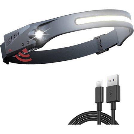 Kraftig oppladbar hodelykt 230° LED hodelykt vanntett USB