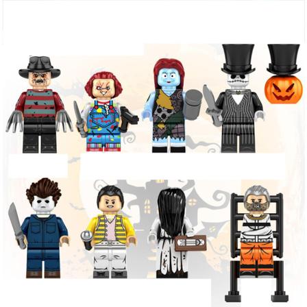 Set med 8 skurkactionfigurer från filmer, små skurkar, stora äventyr