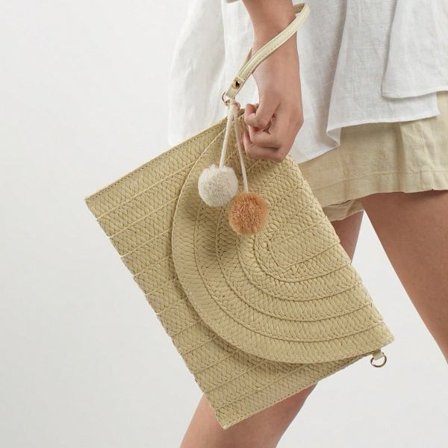 Tverrveske i strå, clutchveske i strå kompatibel med kvinner, skulderveske kompatibel med kvinner