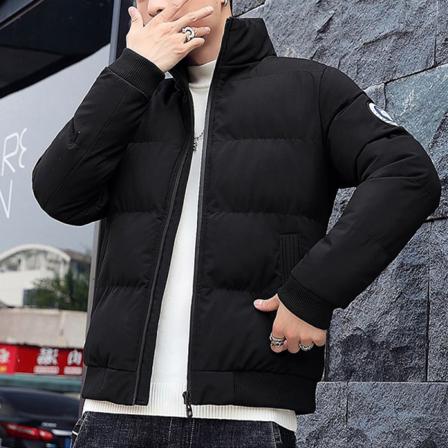 Enfärgad Dragkedja För Herr Ytterkläder Stand Up Collar Thicken Jacket
