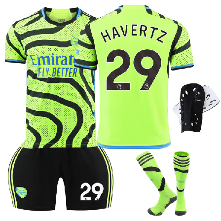 2324 Arsenal Borta Grön Nr. 7 Saka Fotbollströja 8 Odegaard 9 Jesus 29 Havertz Set 26