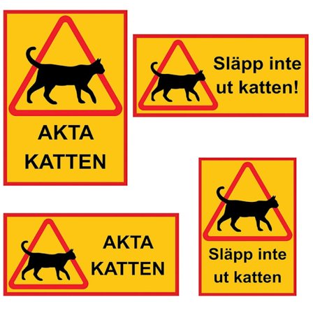 Kattskylt / Varningsskylt Katt - Skylt - Välj Storlek MultiColor