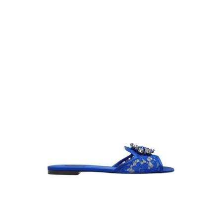 Dolce & Gabbana Lace slides blå, Dam Flip-flops, Dam, Storlek: 36 EU