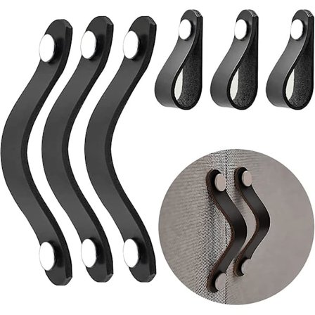 Läder Låda Handtag - 6 St Läder Skåp Drag Svart Skåp Drag Handtag Läder Skåp Drag - För Skåp, Kök