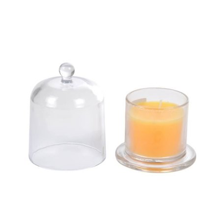 Bougie verrine cloche doft persika H 11 cm Orange