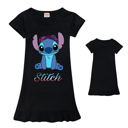 2024 Disney Lilo & Stitch Tyttöjen Piirretty Yöpaita Lyhythihainen Yöasu Pyjama Pjs Yöpaita Yömekko Ikä 7-14 Vuotta