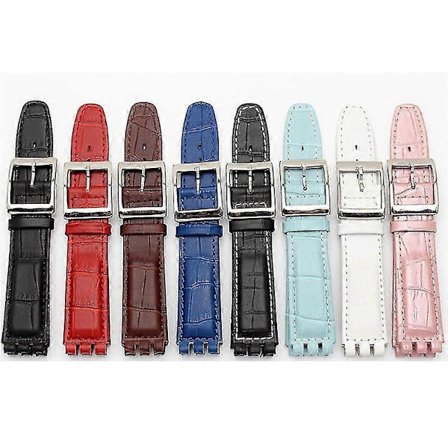 Klokkerem i kuskinn for Swatch Trigon hakket krokodille 17/19MM sølvspenne