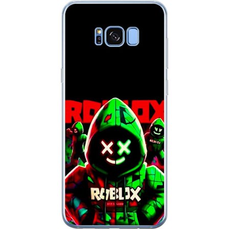 Kompatibelt Mobildeksel til Samsung Samsung Galaxy S8+ Roblox Shadow Squad Design mørk neon-inspirert stil med grønne og røde kontraster for et kul