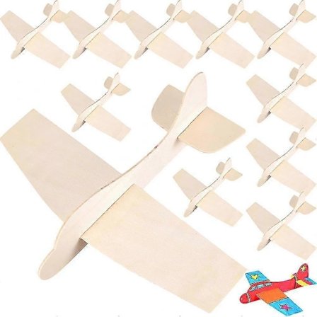12 st DIY Träflygplansmodell-kit för barn - Måla & Montera Leksaksflygplan (18,5x14,5cm)