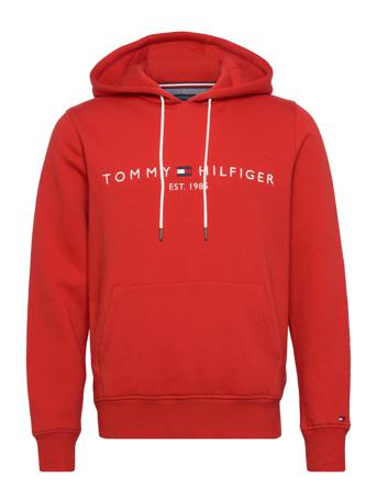 Tommy Logo Hoody Hoodie Trøje Rød Tommy Hilfiger