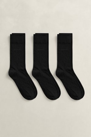 GANT Herren 3er-Pack Weiche Baumwollsocken (43-45) Schwarz