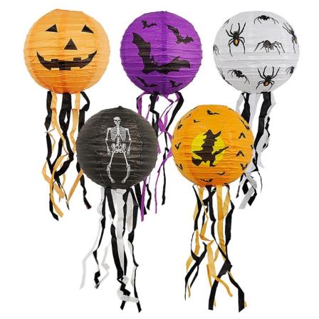 1/5 st Halloween papper lykta pumpa spöke halloween dörr tofsar lykta dekor för gör-det-själv halloween festdekorationer tillbehör hög kvalitet F-5pcs