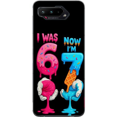 Kompatibelt Mobilskal till Asus Asus ROG Phone 5 Jag var 6, nu är jag 7 färgstark födelsedagsillustration med smältande siffror lekfullt barnvänl