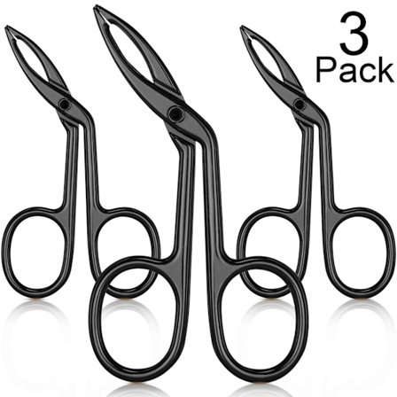 3-pack ögonbrynssax pincett, saxhandtag formade ögonbryns raka spetspincett klämma, raka spetsen hårgreppande ögonbryn (svartpläterad)