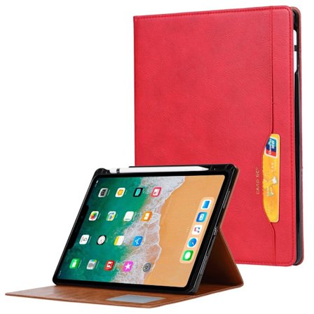 Stand Wallet Design Læder Tablet Cover Case med Pen Slot iPad mini (2021) - Rød
