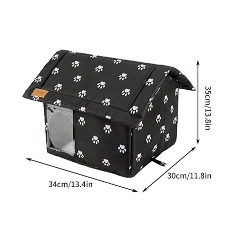 YANHAIGONG Udendørs Kattehus til Herreløse Katte, Vejrbestandigt Vinterly Kompatibelt med Vilde Dyr, Hunde, Katte, Foldbar Kæledyrshule med Te[D]