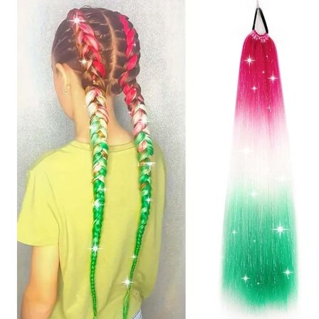 Regnbue Hestehale Extensions med Hårstrikk 1 Pakke 100g Fargede Hår Extensions for Fletting 26 tommer Fargerik Ombre Hestehale