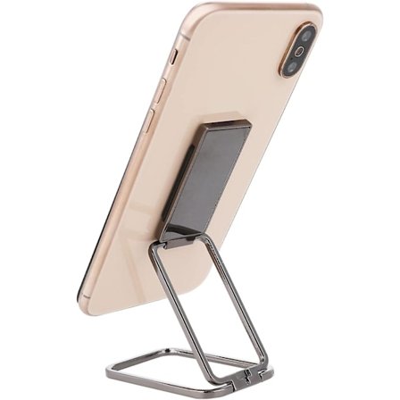 Mobiltelefon ringhållare fingerhållare, ultratunn metall hopfällbar 360-graders roterande justerbar mobiltelefon bakre grepphållare svart