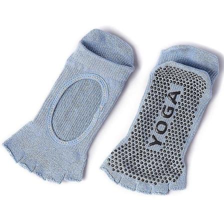 Par Cotton Tåsokker Åpne Tåer Silikon Anti-Skli Yoga Pilates Sokker Blue