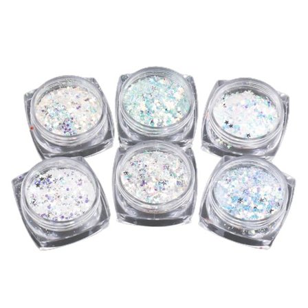 6pcs Nail Sequins Stylish Thin Plastic Shiny Nail Glitter Powder For Home