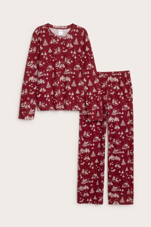 Kappahl | Julepyjamas dame | Mørkerød