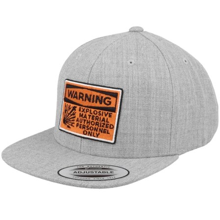 Kinder Kiddo Cap - Grau snapback Cap - Kinder Warning Explosive Material Grey Snapback @ Hatstore