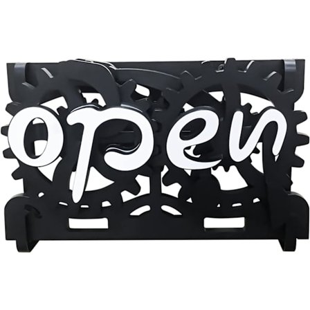 Åpningstider Skilt, 10"x6.5" Manuelt Justerbart Skilt for Bedrifter, Åpnings-/Stengningstidsskilt med Girbrems, To Moduser Åpent Skilt for Bedrifter (