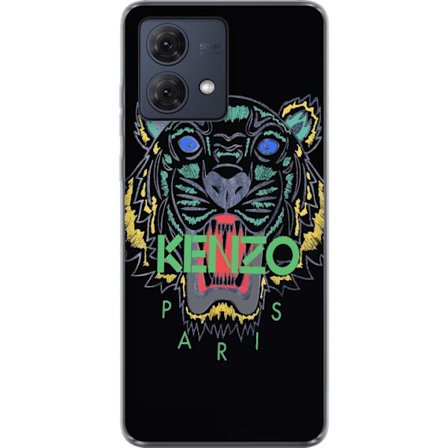 Kompatibelt Mobildeksel til Motorola Moto G84 Kenzo Paris Tiger Logo Plakat Motemerke Gateklær Luksusmodus Ikonisk Design Svart Bakgrunn Kunst