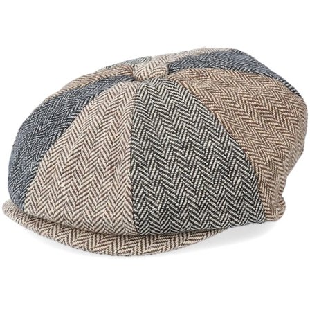 Jaxon & James - Kids Herringbone Infant Patch Newsboy Beige/Black/Brown Flat Cap Flatcap Beige Cap - @ Hatstore