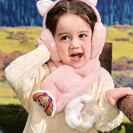 2-pack Paw Patrol Vintermuffar och Halsduk för Barn, Halsduk 72x10cm, Plysch Varma Öronmuffar för att Skydda Mot Kyla och Frost